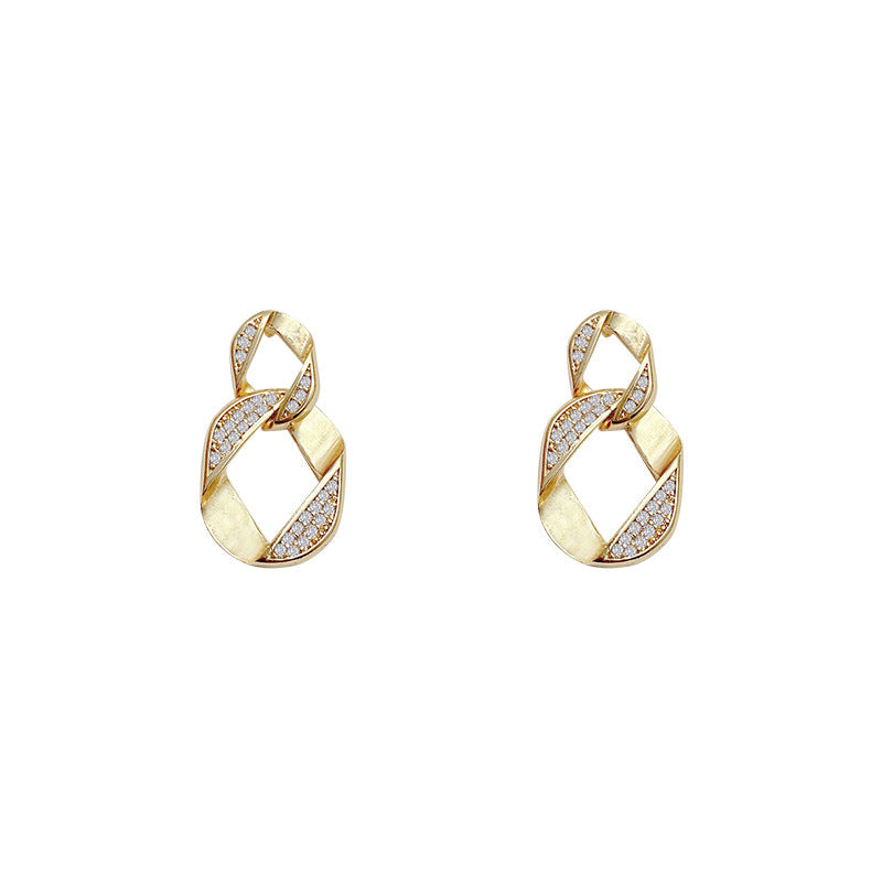 Retro Minority Design Sense Simple Personality Diamond Micro-inlaid Female Ear Rings null