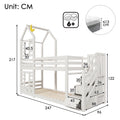 Wooden House Bunk Bed with Storage Stairs & Playhouse Frame - Morderncharm store