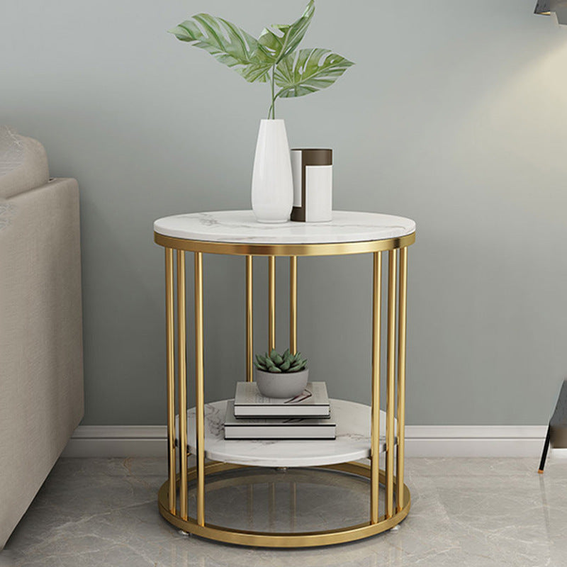 Creative Double-layer Living Room Wrought Iron Round Small Coffee Table null