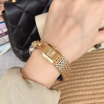 Luxury Gold-Tone Padlock Bracelet Watch