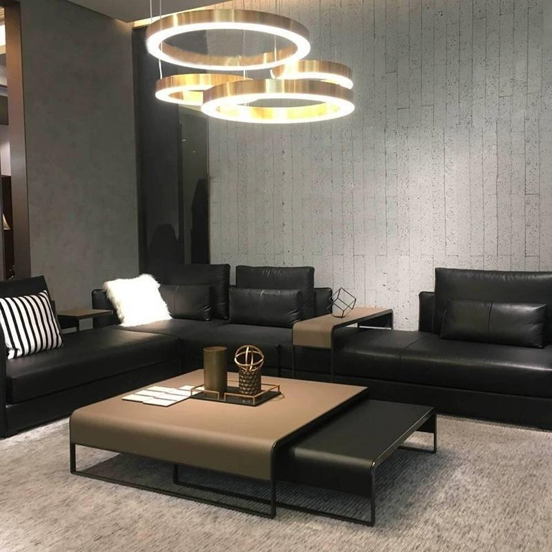 Telescopic Household Iron Art Leather Face Rectangular Coffee Table null