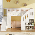 Twin Wood Loft House Bed with Built - Morderncharm store