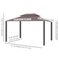 10x13 aluminum gazebo patio canopy with double roof, netting, and curtains, ideal for outdoor shelter and garden use