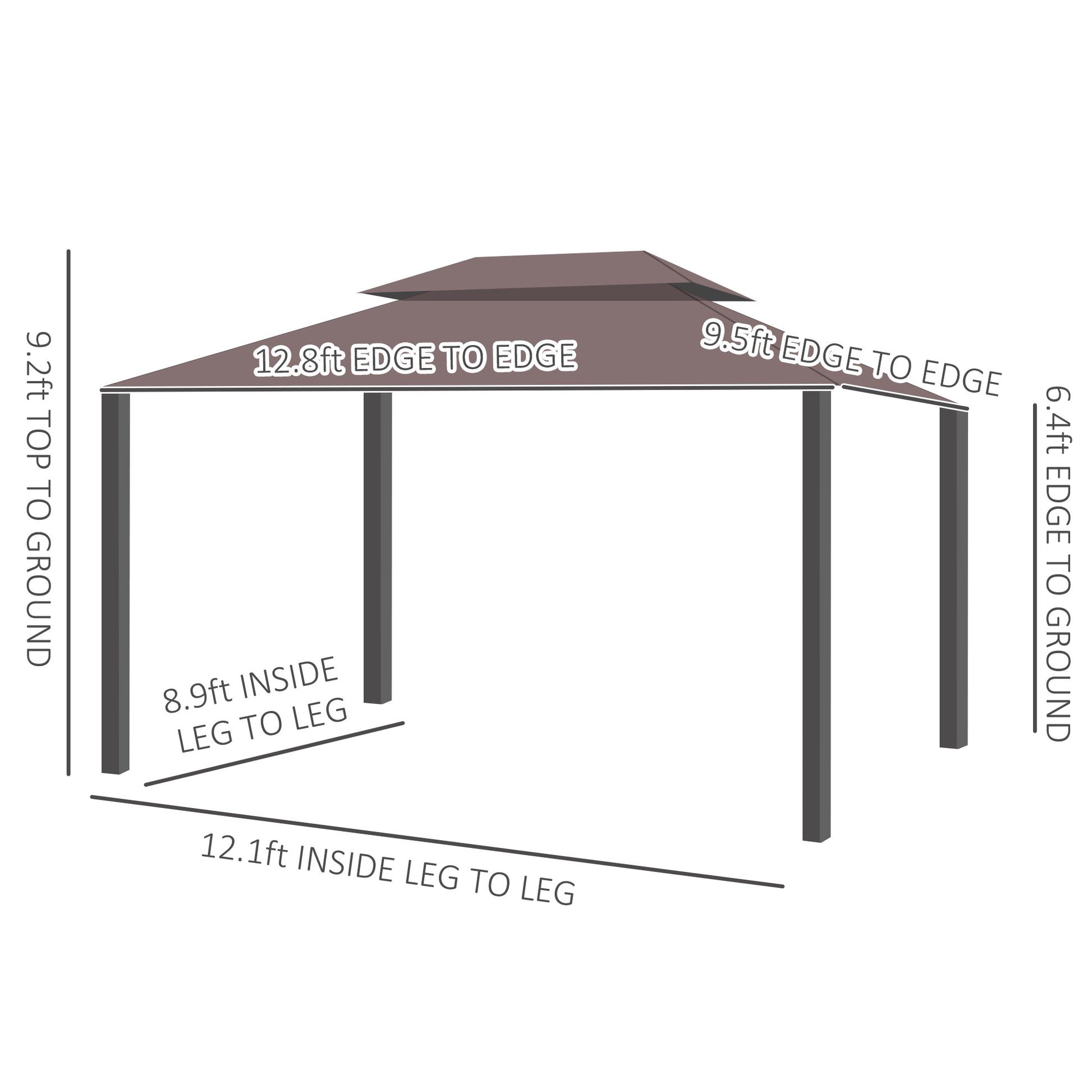 10x13 aluminum gazebo patio canopy with double roof, netting, and curtains, ideal for outdoor shelter and garden use
