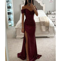 Luxury Black & Gold Velvet One-Shoulder Maxi Gown - Morderncharm store