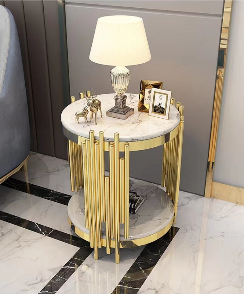 Marble Edge A Few Corners A Few Rock Plate Small Coffee Table Stainless Steel null