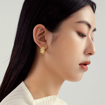 Matte Textured Organic Petal Earrings for Women
