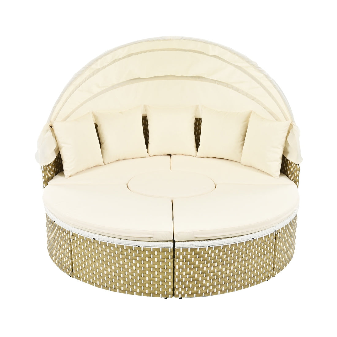 Luxury Outdoor Round Daybed with Retractable Canopy