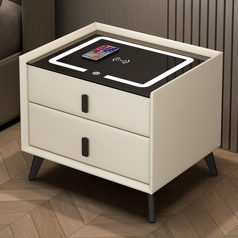 Smart Bedside Table Solid Wood Simplicity Wireless Charging Bedside Cabinet null
