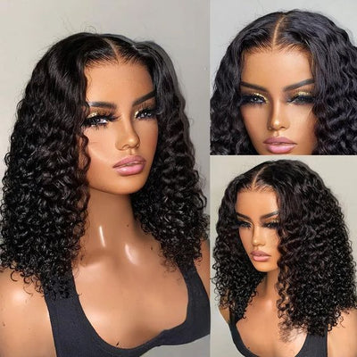 Frontal Human Hair Double Suction Water Wave BOB Wig null