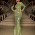 Sexy Slim Long Sleeve Backless Party Sequined Evening Dress null