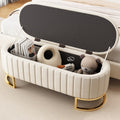 Luxury Tufted Ottoman Bench with Gold C-Frame Base - Morderncharm store
