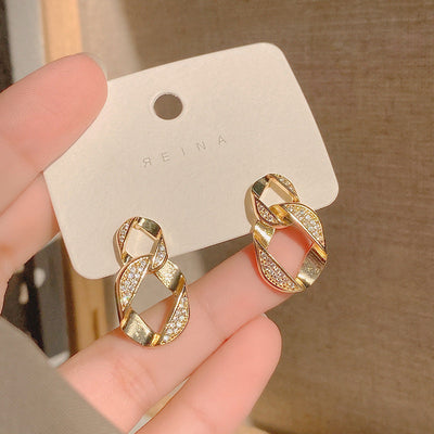 Retro Minority Design Sense Simple Personality Diamond Micro-inlaid Female Ear Rings null