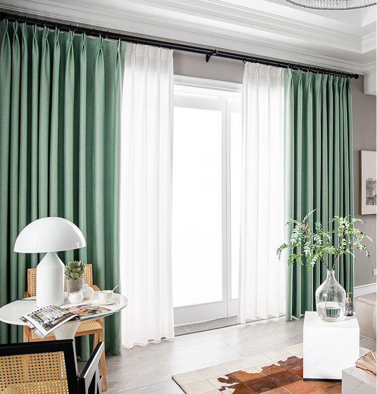 Navy Blue & White Modern Blackout Curtain Set