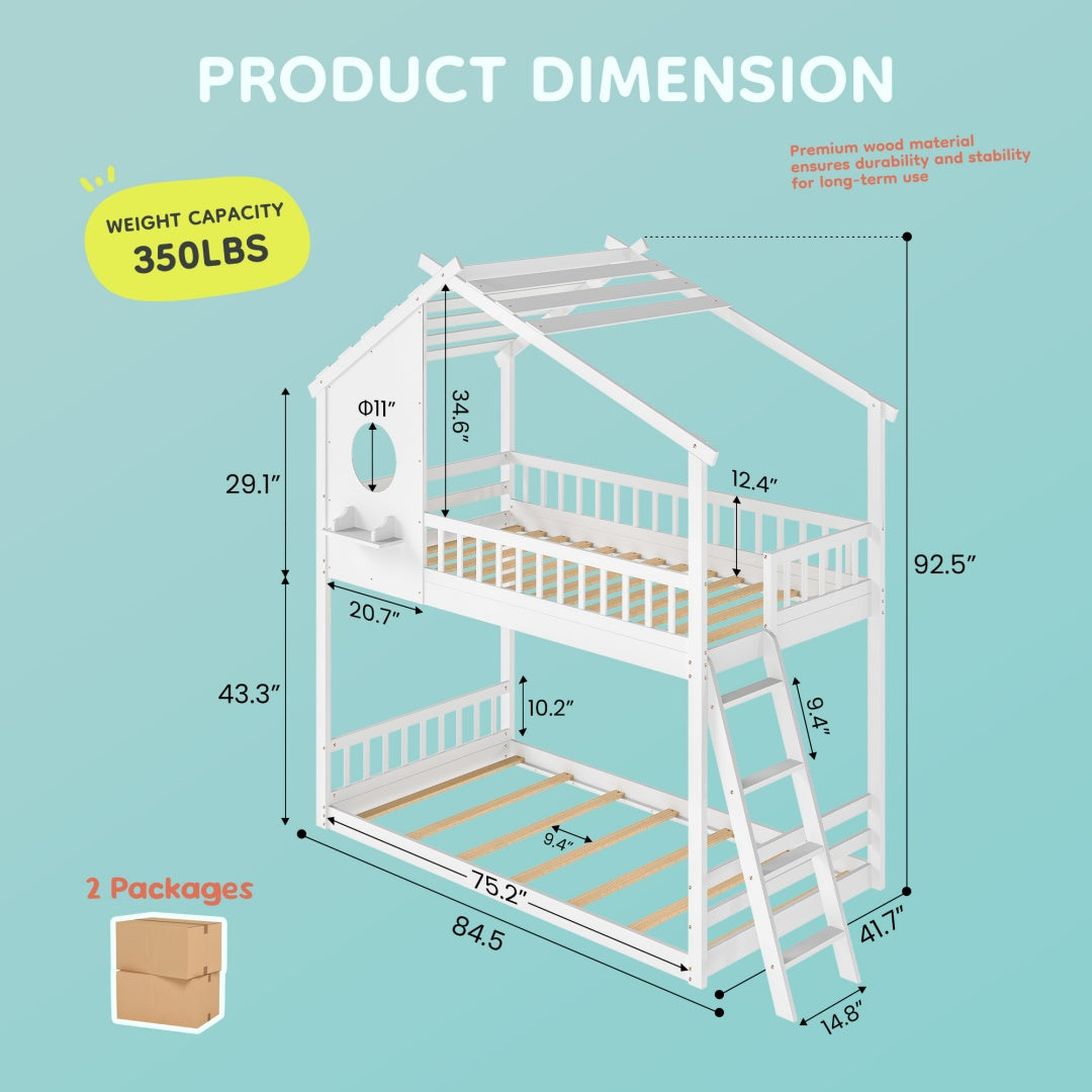Twin over Twin Treehouse Bunk Bed - Morderncharm store