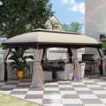 10’ x 20’ Patio Gazebo, Outdoor Gazebo Canopy Shelter with Netting, Vented Roof for Garden, Beige - Morderncharm store