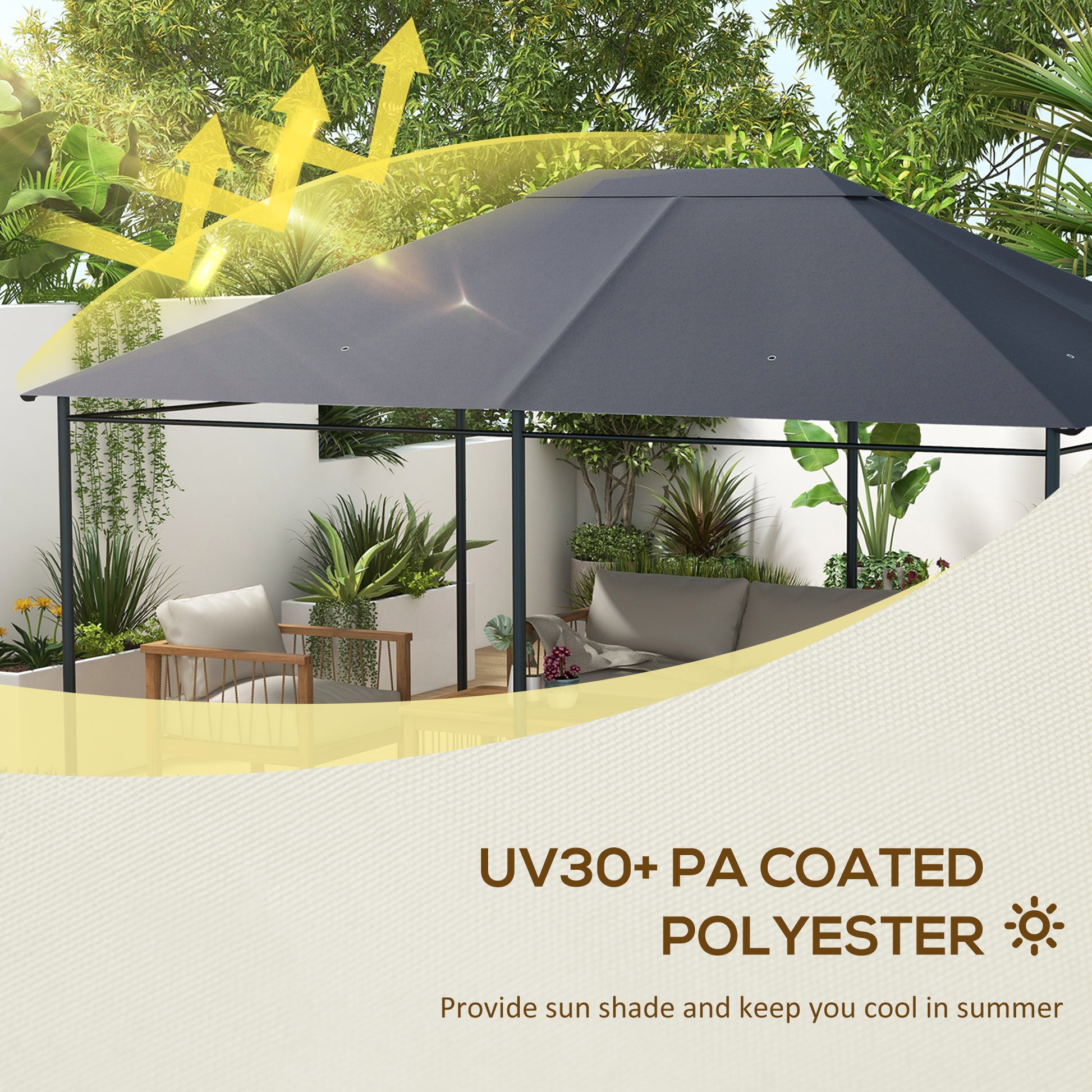 Dark gray 10x13 gazebo canopy replacement roof for 84C-116 model, durable outdoor canopy cover with waterproof fabric.