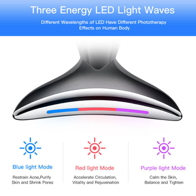 EMS Microcurrent Neck Face Beauty Device With 3 Colors LED Photon Therapy Skin Tighten Reduce Double Chin Face Lifting Devices null