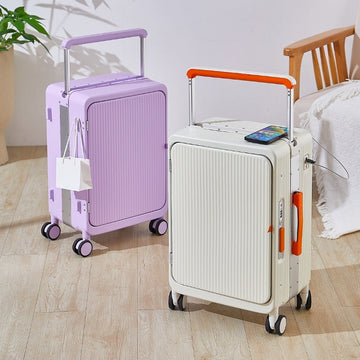 Multifunctional USB Charging Trolley Case Front Fastening Wide Trolley Universal Wheel 20-inch Boarding null