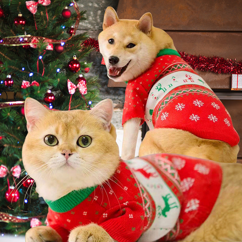 Cat Dog Snow Elk Christmas Warm Sweater null