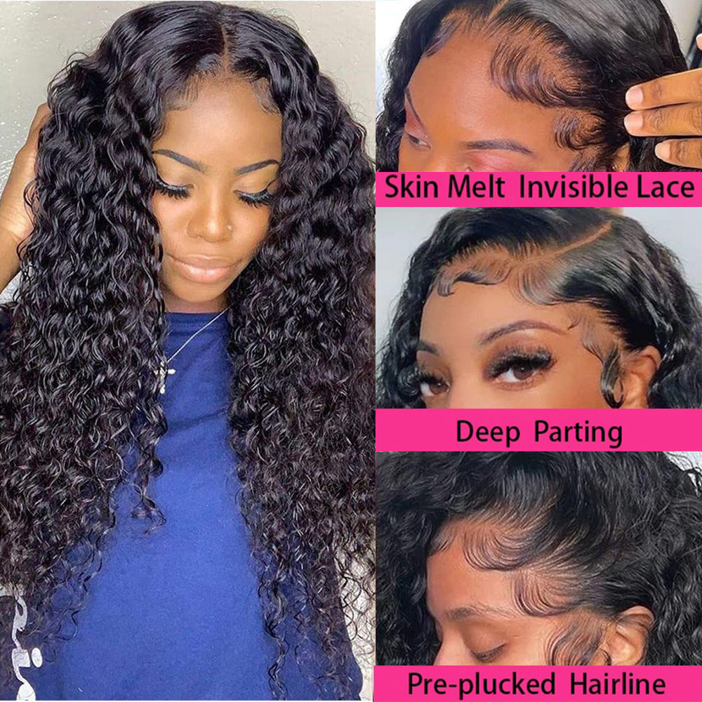 Deep Wave T Part Frontal Wig Human Hair Headgear null