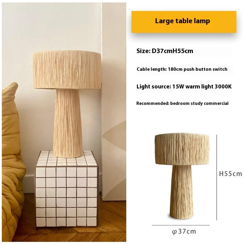 Bedroom Retro Bedside Hand-woven Rattan Table Lamp - Morderncharm store