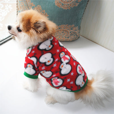 Dog Christmas Clothing Optional Classic Pattern Christmas Hat Ginger Cake Autumn And Winter Pullover Fluffy Jacket Warm Hoodie null