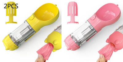 Pet Water Bottle Feeder Bowl Garbage Bag Storage Portable Pet Outdoor Travel 3 In 1 Dog Water Bottle null