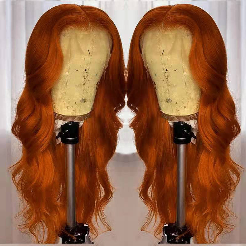 European And American Dark Orange Wig Hair Set Smooth Hair null