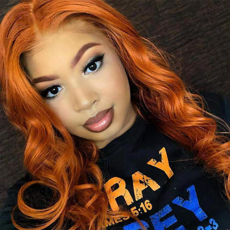 European And American Dark Orange Wig Hair Set Smooth Hair null