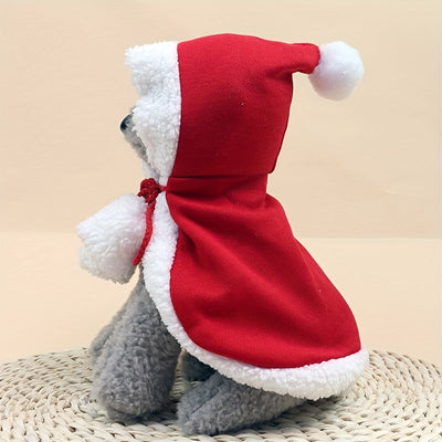Cat Christmas Outfits, Dog Cat Santa Claus Outfit, Soft And Thick Xmas Cape With Hat, Christmas Cat Dog Costume Pet Cape, Cat Christmas Costumes For Cats, Medium Cat Cape For Cats null