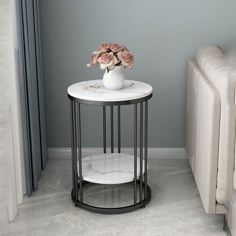 Creative Double-layer Living Room Wrought Iron Round Small Coffee Table null