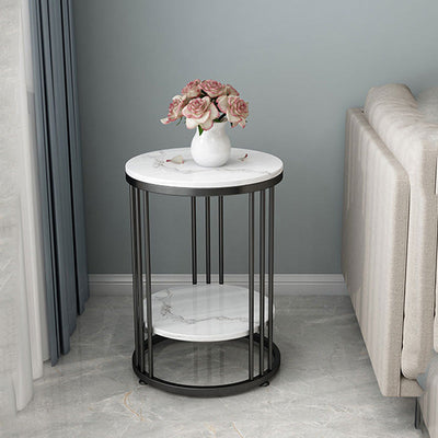 Creative Double-layer Living Room Wrought Iron Round Small Coffee Table null