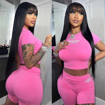 European And American Style Bangs Headgear Human Hair Wig Full Mechanism Headgear Fringe Wig null