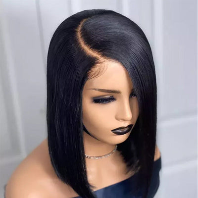 Wig Female Split Front Lace Wig Black Short Straight Hair Synthetic Wigs null