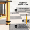 13' x 6' Wooden BBQ Grill Gazebo, Outdoor Hardtop Grill Gazebo with Metal Roof, 2 Bar Shelves and 6 Hooks, Natural - Morderncharm store