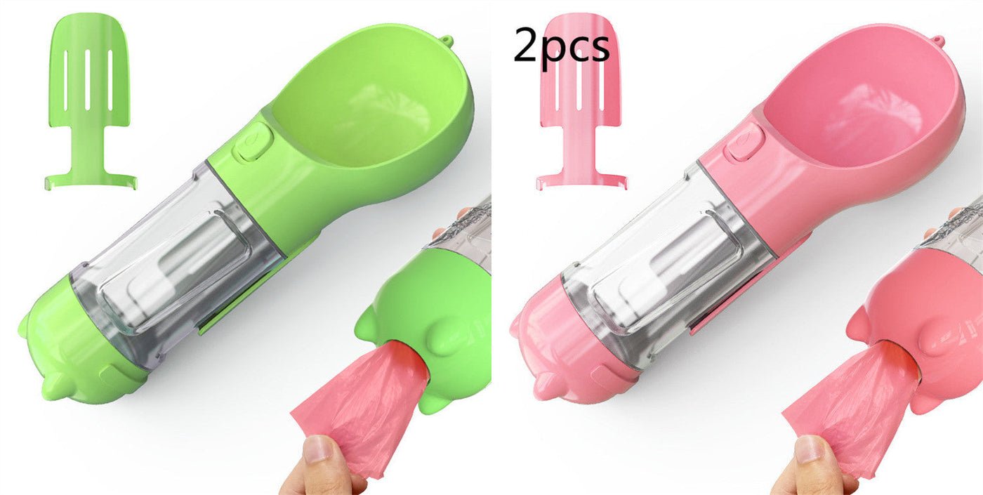 Pet Water Bottle Feeder Bowl Garbage Bag Storage Portable Pet Outdoor Travel 3 In 1 Dog Water Bottle null