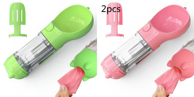Pet Water Bottle Feeder Bowl Garbage Bag Storage Portable Pet Outdoor Travel 3 In 1 Dog Water Bottle null