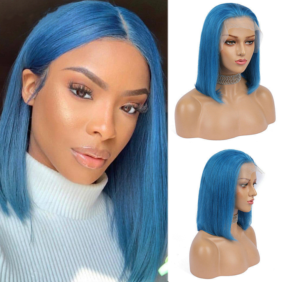 Human Hair Bob Wigs Green Short Bob Wig null