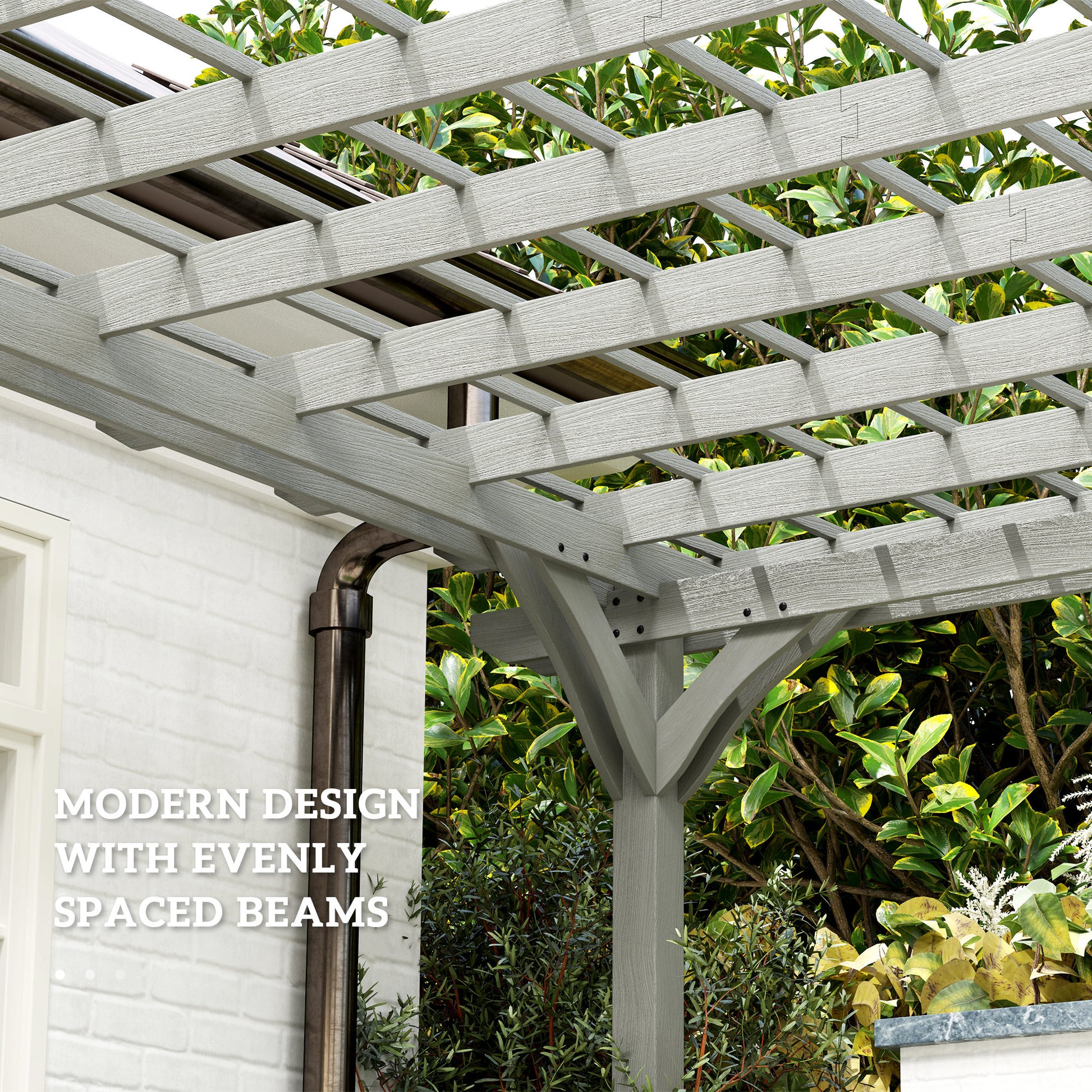 12’ x 20’ Outdoor Pergola, Wood Gazebo Grape Trellis with Stable Structure for Climbing Plant Support, Gray - Morderncharm store