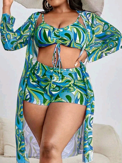 Women's Floral Swimsuit Bikini Three-piece Set null