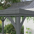 10' x 12' Outdoor Wooden Pergola, Grape Vine Gazebo with Concrete Anchors for Garden, Patio, Backyard, Deck, Gray - Morderncharm store