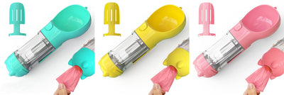 Pet Water Bottle Feeder Bowl Garbage Bag Storage Portable Pet Outdoor Travel 3 In 1 Dog Water Bottle null