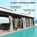 10’ x 20’ Patio Gazebo, Outdoor Gazebo Canopy Shelter with Netting, Vented Roof for Garden, Beige - Morderncharm store