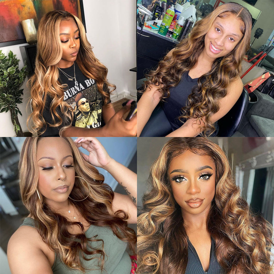 Highlight Wig Human Hair Ombre Lace Front null