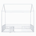 Twin modern wood house bed frame with a contemporary design, featuring a cozy house-shaped headboard and natural wood finish.