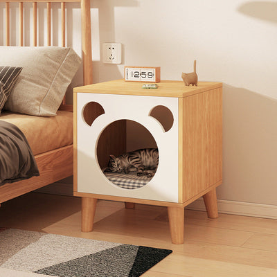 Solid Wood Leg Cat Nest Bedside Table Simple Modern null
