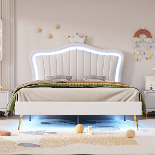 Modern Princess Crown Upholstered Bed - Morderncharm store