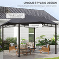 10x10 soft top patio gazebo with geometric roof, outdoor canopy providing shade and style for backyard relaxation