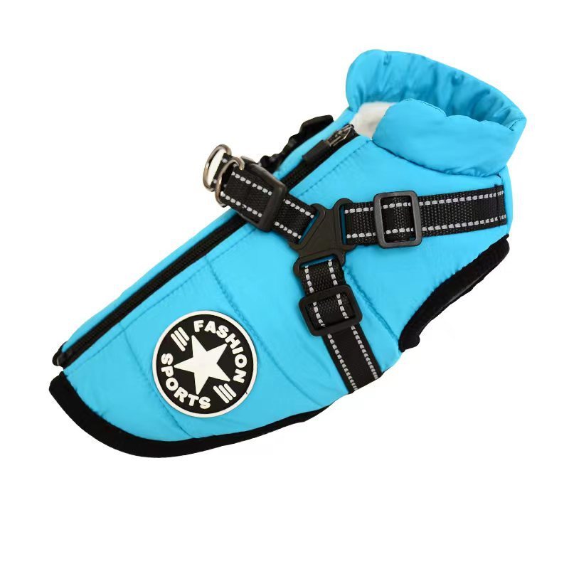 Waterproof Dog Clothes Winter Dog Coat With Harness Warm Pet Clothing Big Dog Jacket Chihuahua Labrador Coat Costume null